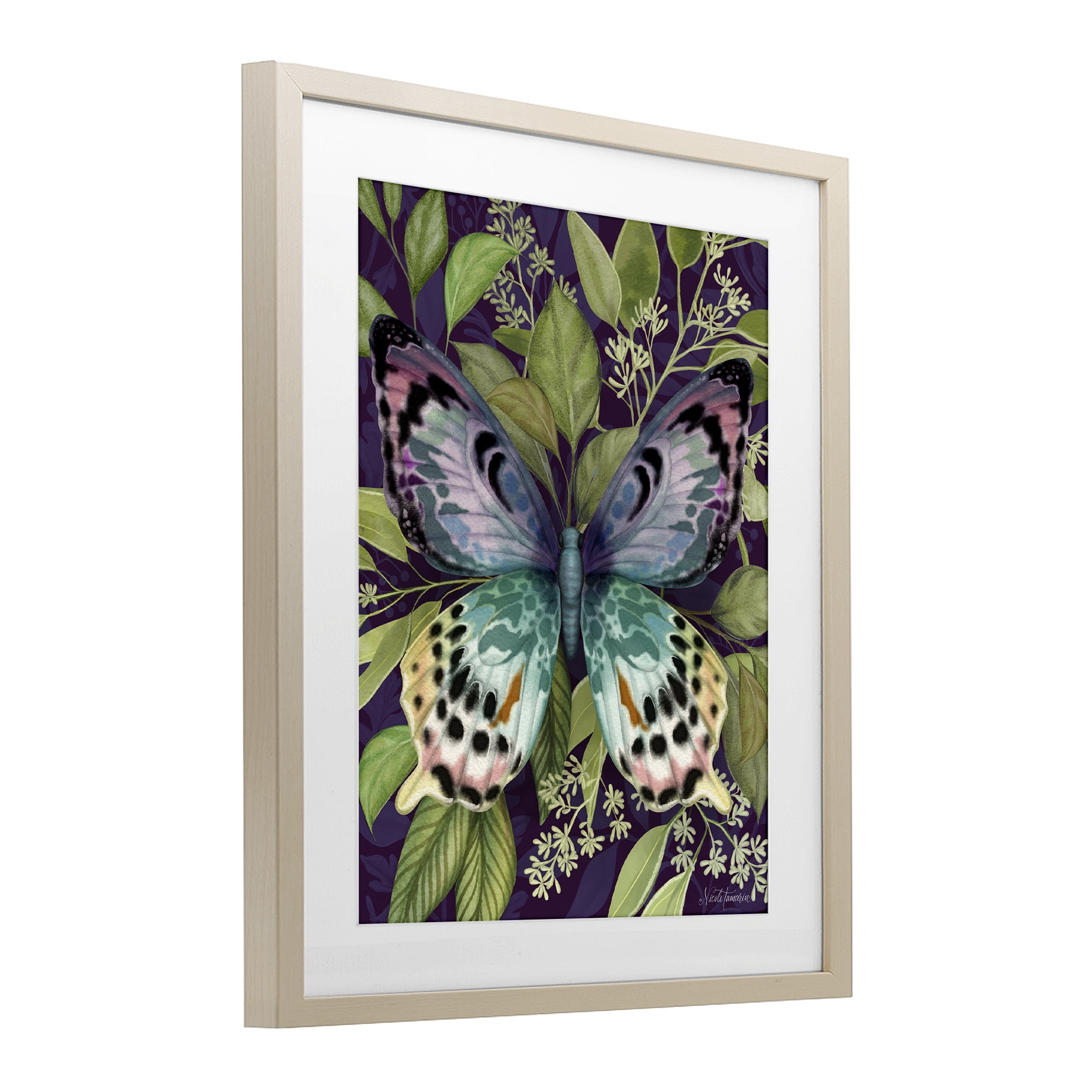Stupell Industries Midnight Garden Butterfly Birch Framed Print Under Glass, design by Nicole Tamarin