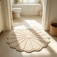 thumbnail image 6 of PoyoKee 1pc Bathroom Rugs, Flower Shape Soft Absorbent Bath Mat, Antiskid Decorative Bath Mats for Bathroom Floor, Home Decor, 23.6" x 23.6" - Khaki, 6 of 6