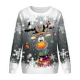 thumbnail image 4 of SRZYMJ Christmas Sweaters Ladies Casual Cool Santa Printed Round Neck Long Sleeved Lightweight Hoodie Top, 4 of 4