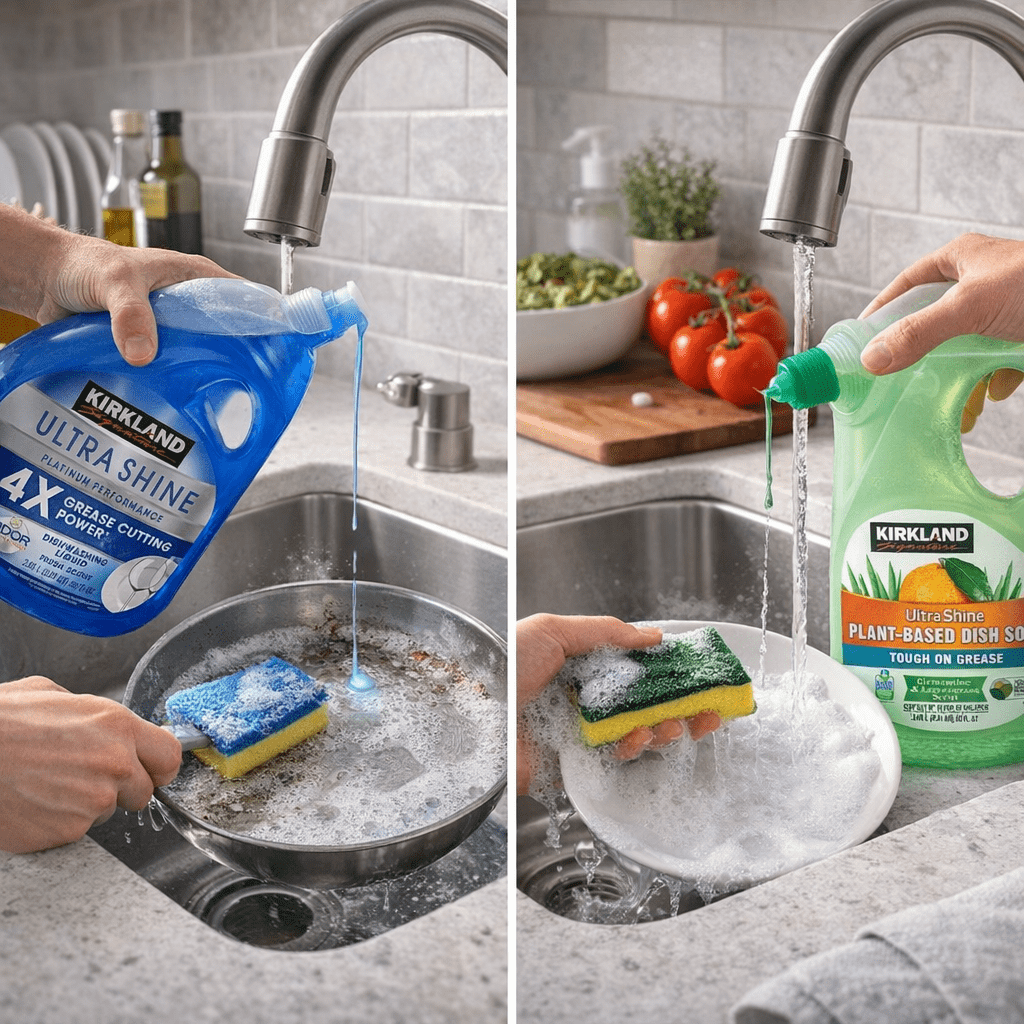 Kirkland Signature Ultra Shine Dishwashing Liquid & Plant-Based Dish Soap Bundle, Fresh Scent & Clementine Lemongrass, 90 fl oz Each (2 Pack)