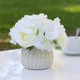 thumbnail image 2 of Enova Home Mixed Artificial Silk Hydrangea and Roses Faux Flowers Arrangement in Ceramic Pot for Home Office Wedding Decoration (Cream), 2 of 4