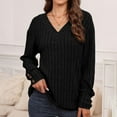 thumbnail image 4 of Lenpel Long Sleeve Tops for Women Cotton Casual V Neck Ribbed Knitted Pullover Tunic Shirts Lightweight Fall Sweaters, 4 of 7
