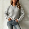 thumbnail image 2 of Zivyakyron Jumper Women's Sweaters Crew Neck Fall Winter Ribbed Long Sleeve Casual Blouses Loose Plain Waffle Gray L, 2 of 6