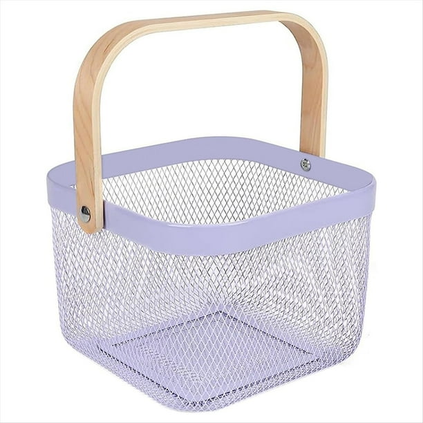 Cesta de de Metal, Cestas de Cocina Colgantes Multifuncionales, Cesta de Frutas con Asa para Cocina, Baño, Picnic, Color