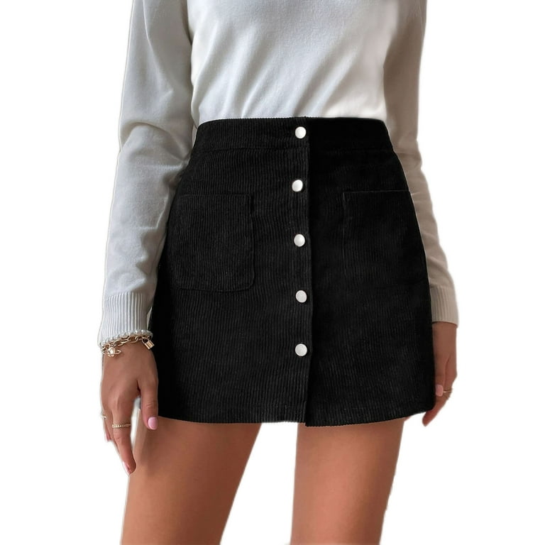 Plain black cheap work skirt
