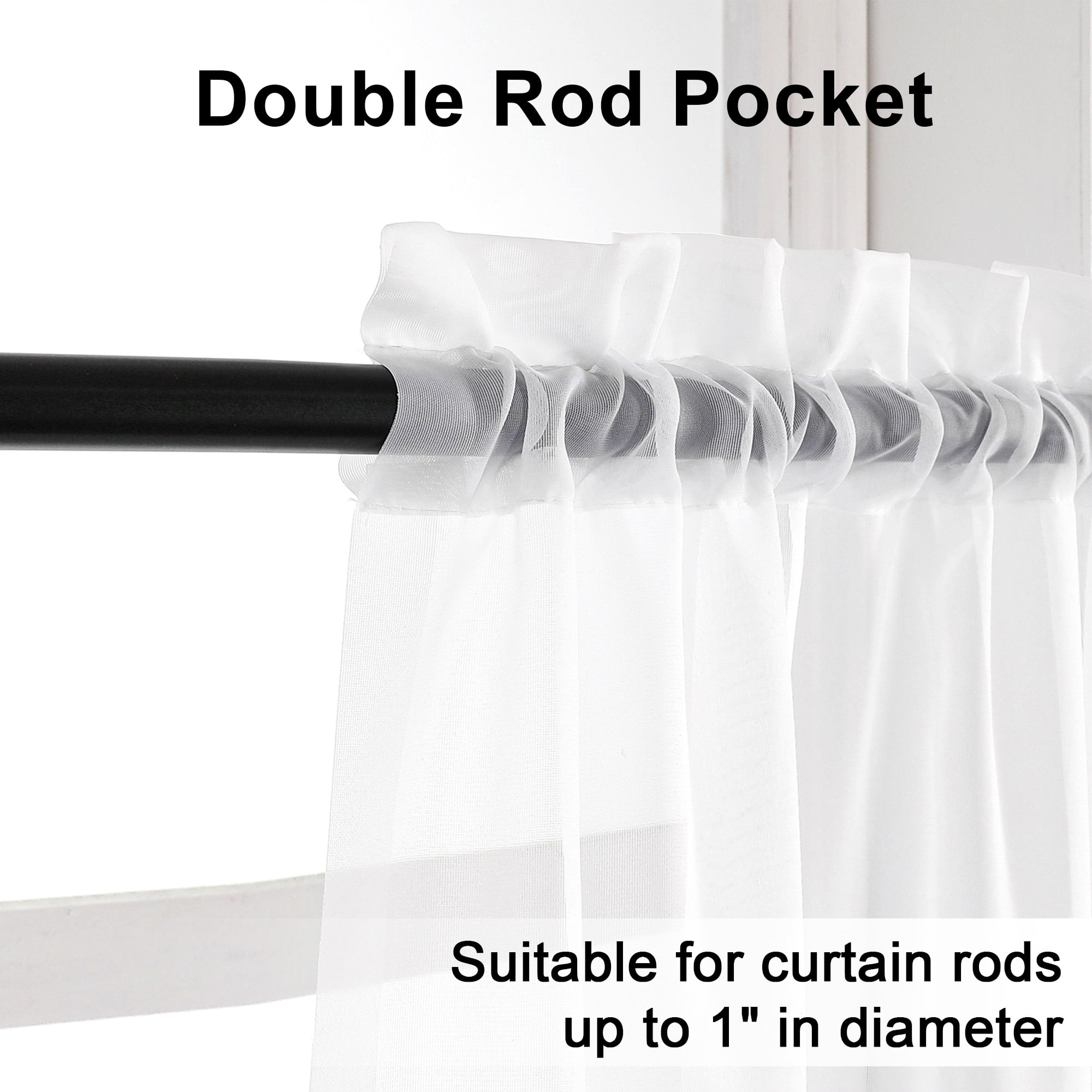 OVZME White Sheer Curtains 84 Inch Length 4 Panels, Semi Transparent Voile Rod Pocket Sheer Window Drapes for Bedroom Bed Canopy Living Room Dining Wedding Party Backdrop, 4 Pack of 40W x 84L inch