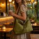 thumbnail image 4 of Large Capacity Suedes Tote Bag Convertible To Backpack For Women Casual Handbag Shoulder Bag Travel Green, 4 of 6