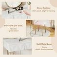 thumbnail image 5 of Large Vanity Desk with Mirror, 47.24" White and Gold Makeup Vanity Table with 3 Drawers and Pink Stool, Modern Dressing Table for Women, Bedroom, 5 of 15