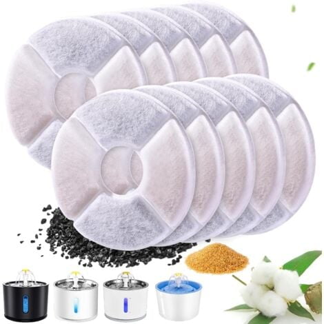 10Pcs Cat Water Fountain Filter, Round Replacement Filter for Dog/Cat, Pet Water Fountain Filter with Activated Carbon