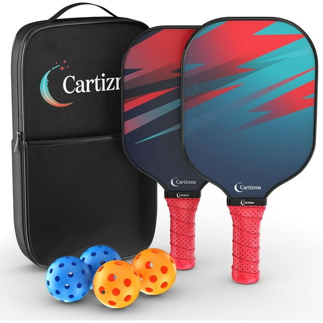 CARTIZMA Pickleball Paddle Set Carbon Fiber Ergonomic Design 6 Piece Set
