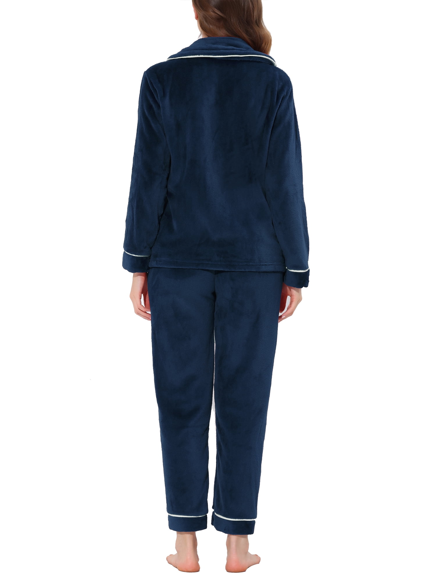 Unique Bargains Women’s Flannel Pajama Button Down Pj Lounge Sleepwear Sets