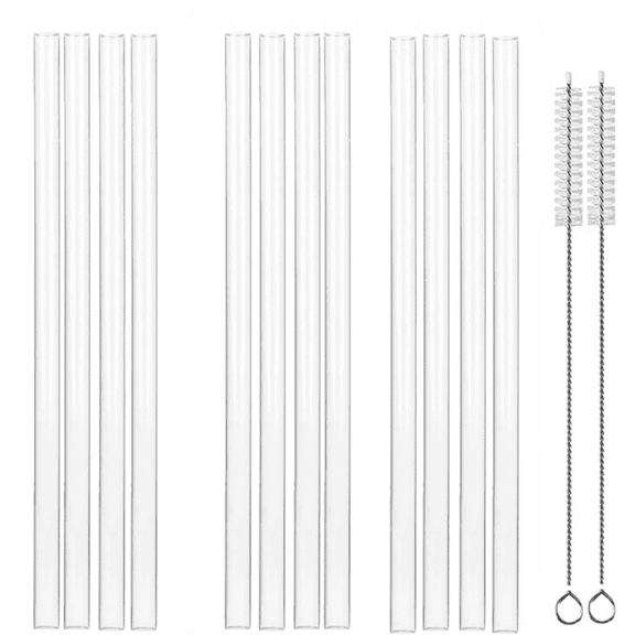 12Pcs Replacement Straw for Cup Tumbler, Reusable Straws for 40 oz 30oz 20oz Tumbler with Handle, Including 2 Cleaning Brushes