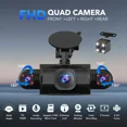 thumbnail image 3 of 4 Channel Dash Cam 1080P HD Driving Recorder G-Sensor Car Front+Rear Inside Cam, 3 of 12