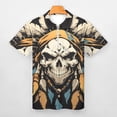 thumbnail image 3 of Indian Devil Skull Men Zipper T-shirt Summer Casual Short Sleeve T-shirt Top, 3 of 7