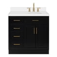 thumbnail image 2 of Ariel Hepburn 37 In. Right Offset Oval Sink Vanity With White Quartz Countertop In Black, 2 of 9