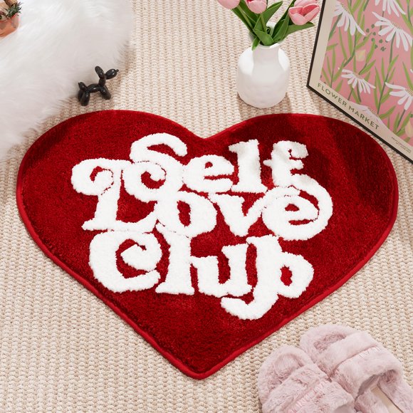 Alfombra ELDONE Self Love Club en forma de corazón roja 68 x 50 cm