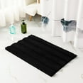 thumbnail image 3 of Subrtex Non-Slip Bathroom Rugs Chenille Soft Striped Plush Bath Mat (Black, 20" x 32"), 3 of 7