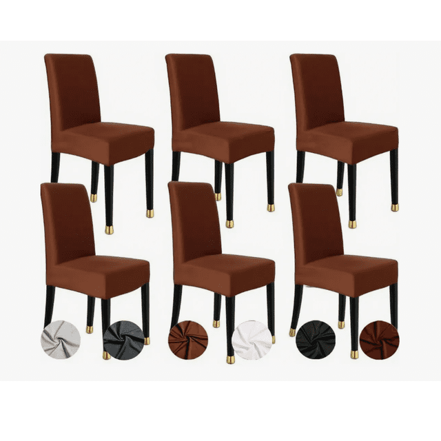 6pcs Funda Elástica Protectora De Silla Comedor color cafe