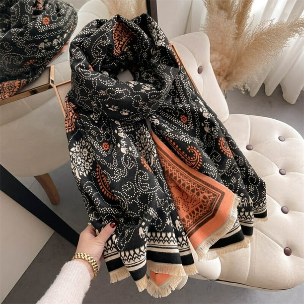 Pashmina gruesa de Cachemira para mujer, chal cálido de marca de lujo, 180x65cm, manta, Bufanda para el cuello, Echarpe, invierno, 2022 Fivean unisex