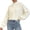 White, variant on Women's Mock Neck Cable Knit Sweater, Long Sleeve Cropped Pullover, Loose Button Detail Knitted Jumper, Warm Casual Tops for Fall Winter Daily Wear White One Size