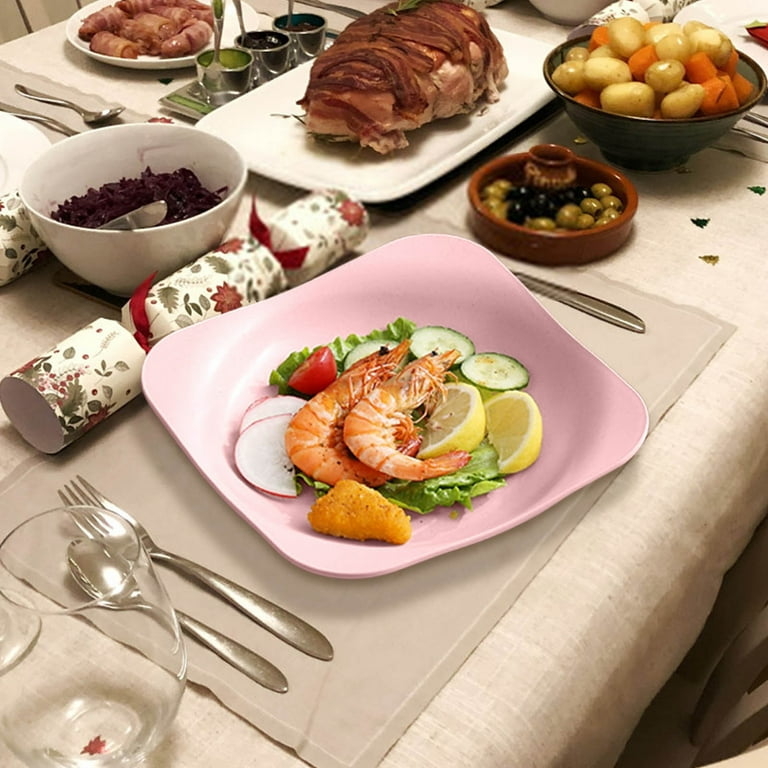 VQPeo Square Lightweight Wheat Straw Plates, Deep Dinner Dishes