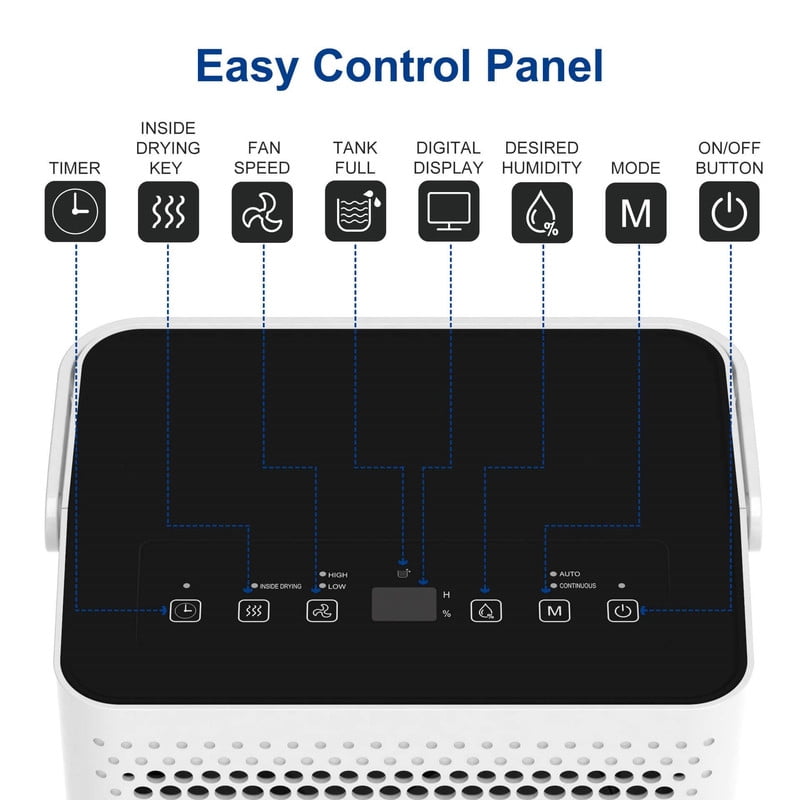 30 pt. 1,500 sq.ft. Portable Dehumidifier in White with Auto Defrost, Activated Carbon Filter, Timer, Automatic Shutoff