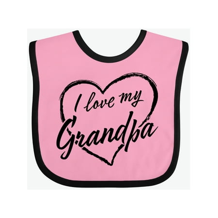 

Inktastic I Love My Grandpa in Black Chalk Heart Gift Baby Boy or Baby Girl Bib
