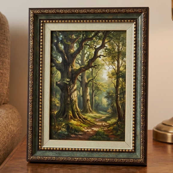 Unique Bargains Wall Hanging & Tabletop Resin Picture Frame for Display Blue 5" x 7"