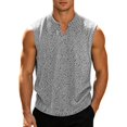 thumbnail image 3 of IhhxPro Men's V-Neck Sleeveless Tank Top Summer Casual Tee Textured Muscle Shirt Lightweight Breathable Athletic Gym Workout Beach Layering Loose Fit M-3XL, 3 of 9
