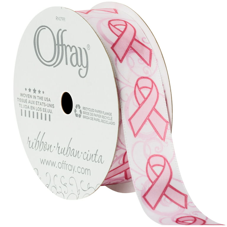 (4 pack) Offray Ribbon, Pink 7/8 inch Breast Cancer Awareness Satin Ribbon,  9 feet