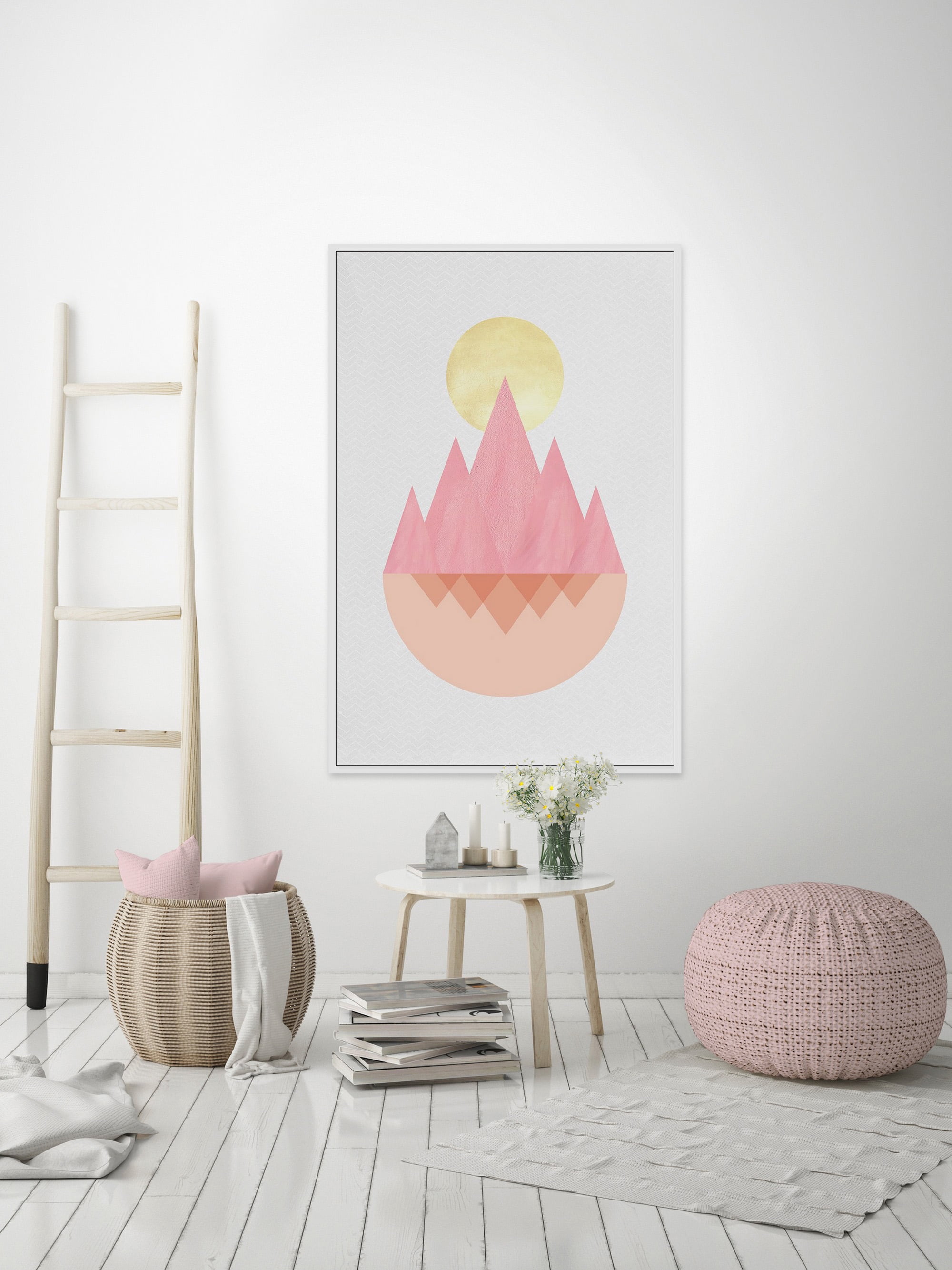 Sunset Mountain Floater Framed Painting Print on Canvas