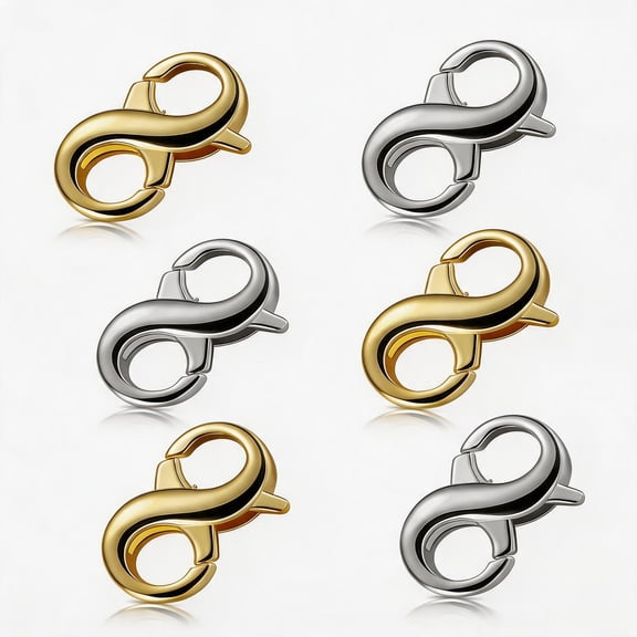 YEMNPIOS Double Lobster Clasp Necklace Shortener, Silver, 0.63 Inch, Count Per Pack 6