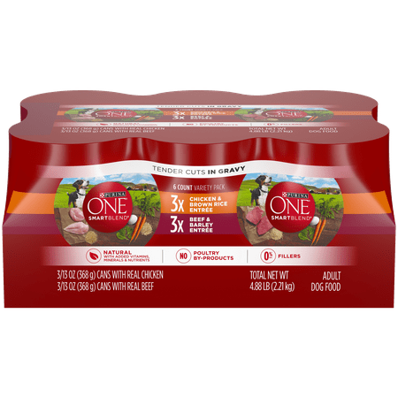 Can Pedigree Dog Food Purina ONE Natural, High Protein Gravy Wet Dog Food Variety Pack, SmartBlend Tender Cuts in Gravy - (6) 13 oz. Cans ()