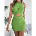 thumbnail image 3 of EASYBRA Women Knotted Crop Top and Mini Skirt Set Sleeveless Summer Knit Two Piece Outfit, 3 of 7
