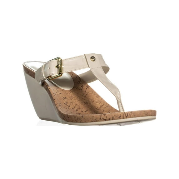 Womens Lauren Ralph Lauren Roseanne Wedge T Strap Sandals, Chic Cream