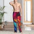 thumbnail image 2 of Sikiie Colorful Abstract Swirls Print Pajama Pants Men, PJ Bottoms, Sleep & Lounge Pants-Large, 2 of 6