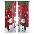 thumbnail image 2 of Christmas Snowman Sheer Curtains 84 Inches Long, Red Xmas Pine Branch Snowflake Red Birds Light Filtering Window Curtains for Living Room, Rod Pocket Voile Sheer Curtain Drapes, 52"Wx84"L, 2 Panels, 2 of 9