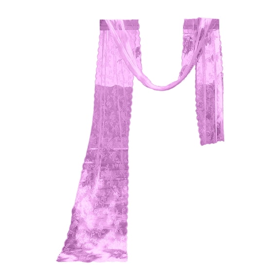 SLYNSHome Sheer Lace Window Scarf, Lightweight Decorative Wedding Drape,Purple Semi Transparent Voile Curtain Swag for Outdoor Arbor Gazebo Party Decor