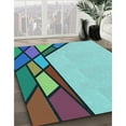 thumbnail image 3 of Ahgly Company Machine Washable Indoor Rectangle Transitional Aquamarine Stone Green Area Rugs, 5' x 8', 3 of 7