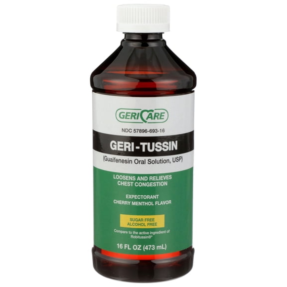 Geri-Tussin Guaifenesin Syrup, Non-Drowsy Cold, Cough and Congestion Relief, 1 Count, 12 Packs, 12 Total