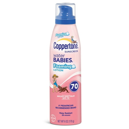 Coppertone Water Babies Foaming Lotion Sunscreen, SPF 70, 6 oz