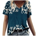 thumbnail image 2 of Fiudx Ofertas Del Día Moda Mujer Casual Cuello En V Blusa Sólida Manga Corta Camiseta Verano Tops, 2 of 3