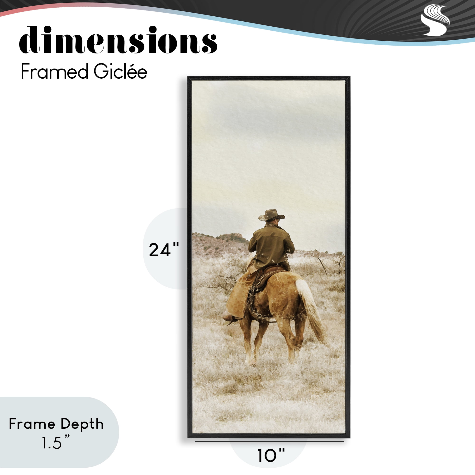 Stupell Industries Wild Wrangling Cowboy Black Framed Giclee Art, design by Marcus Prime
