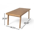thumbnail image 3 of GZXS 69" Acacia Wood Dining Table, Outdoor Rectangular Patio Table with Slatted Top, Weather-Resistant, 300lbs Weight Capacity, for Garden, Backyard, Deck, Living Room (Brown), 3 of 8
