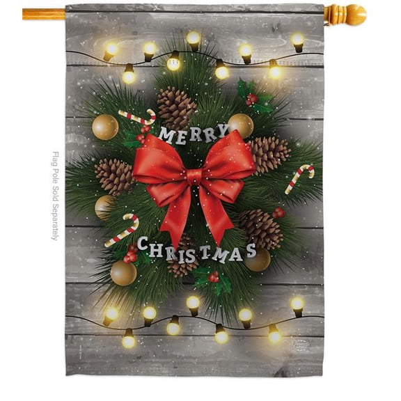 Ornament Collection H191049-BO 28 x 40 in. Lightful Merry Christmas House Flag with Winter Double-Sided Decorative Vertical Flags Decoration Banner Garden Yard Gift