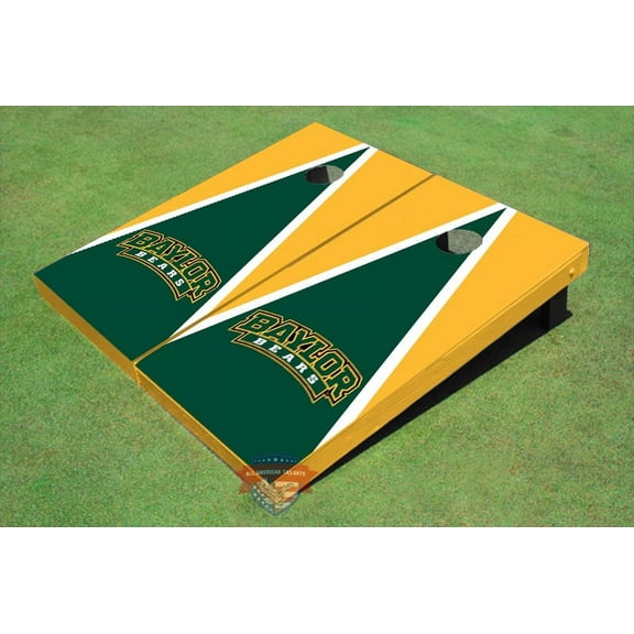 Baylor University Arch Hunter Green And Yellow Matching Triangle Cornhole Boards