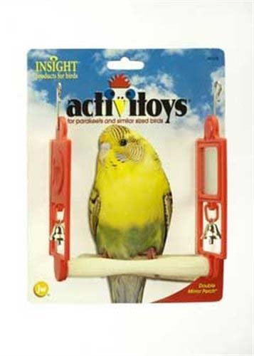 2 x Bird Mirrors Perch Wooden Interactive Bird Toy Budgie Canary Cockatiel Finch 