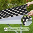 thumbnail image 6 of Black Daisy Flower White Blooms Pattern Square Fitted Tablecloth with Elastic Edge,Square Table Cover,Washable Elastic Table Cover for Home Kitchen Party Decor 34"x34", 6 of 6