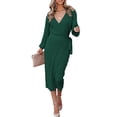 thumbnail image 1 of Vestido de manga larga,Vestido de punto Vestido de mujer con cuello en V Vestido de punto True Excellence, 1 of 5
