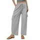 thumbnail image 1 of Pantalones de lino Pantalones cargo elásticos de cintura alta con cordón para mujer, 1 of 6
